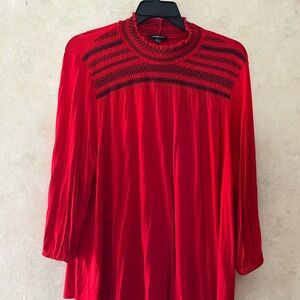 Lane Bryant Vibrant Red Blouse with Black Detailing